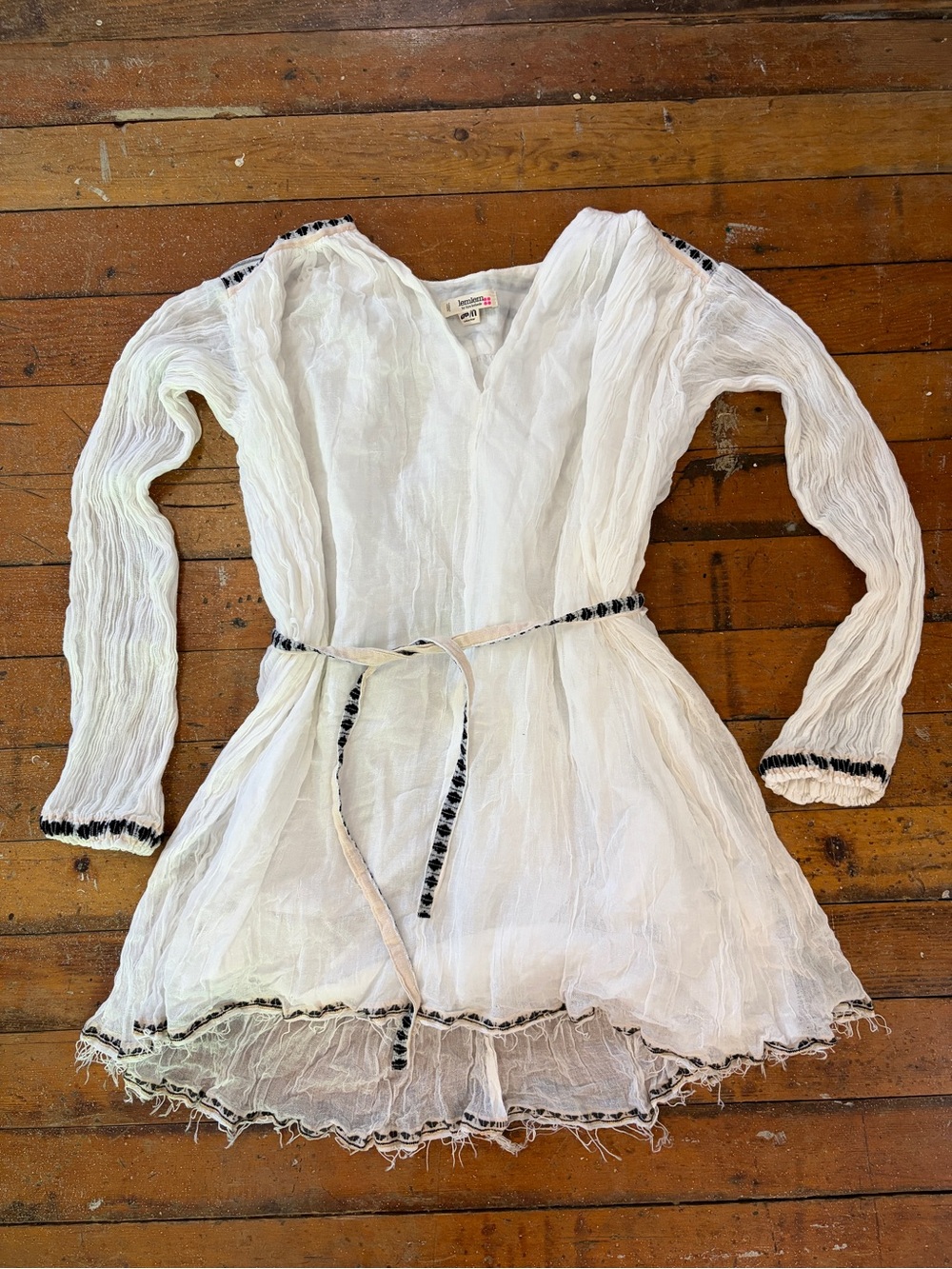 Lemlem swim by Liya Kebede white gauze cotton long sleeve beachy coverup dress